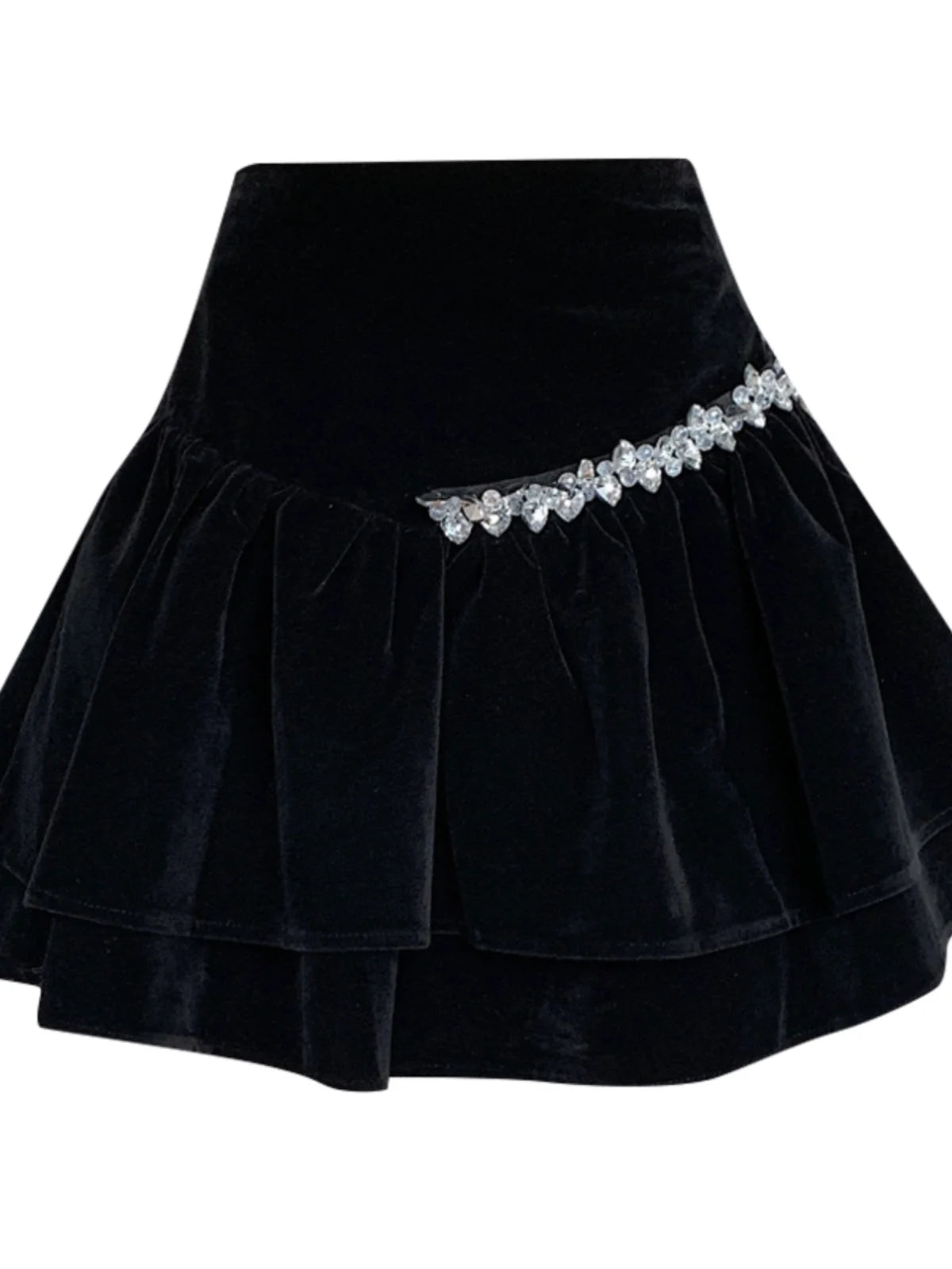 Bla Velvet Cake f Skirt Women's Autumn Winter High Waist A-Line Fluffy ort Skirt Small Size Pleated f Skirt