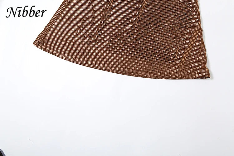 Nibber Sequins Backless Dress Women Sexy Solid Square Collar Sleeveless Skinny 2025 Summer Fashion Glitter Stretch Long Bodycon