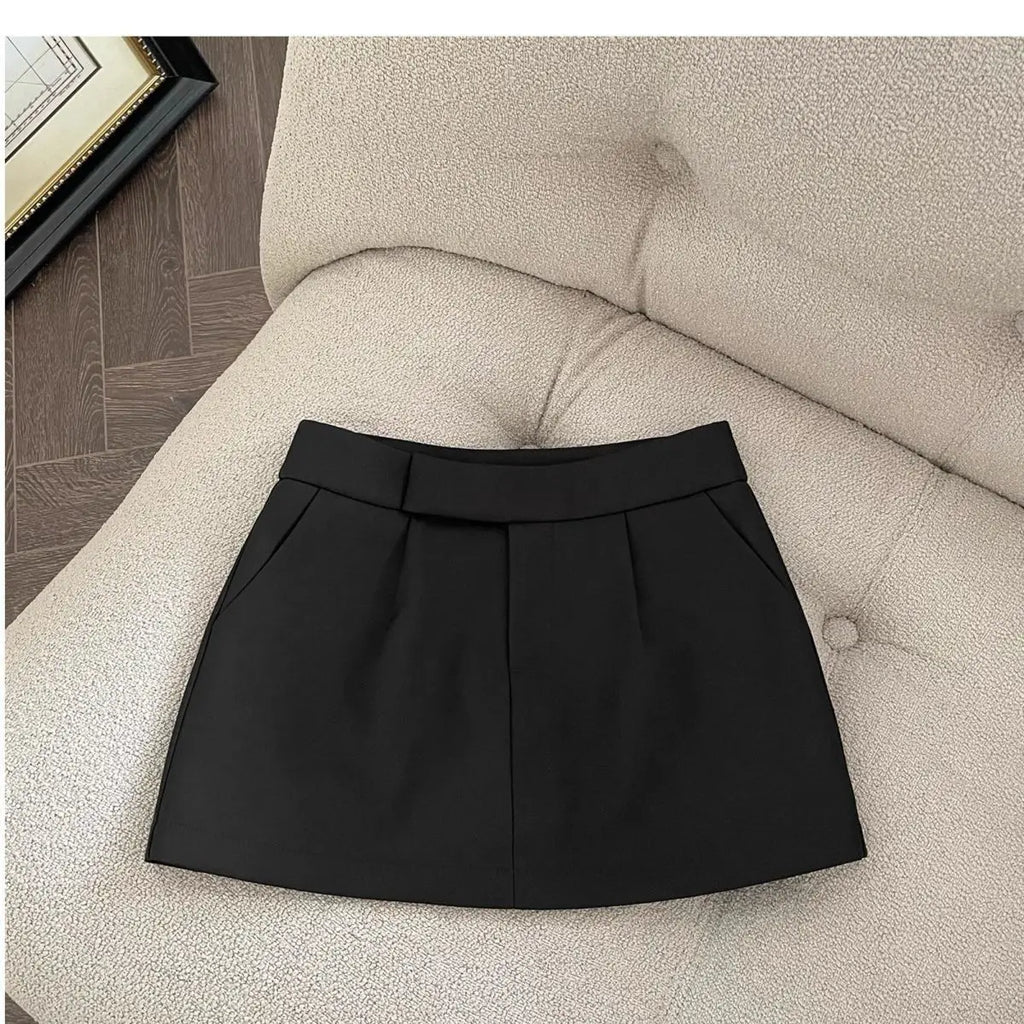 Vintage Skirts Women Fashion Streetwear Casual Skirts Solid Pockets Wrap The Buttocks Sweet Mini 2025 New Spring Summer Skirts