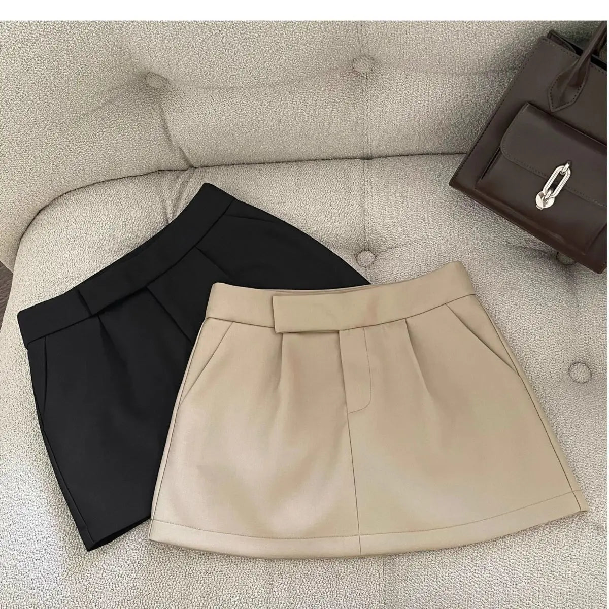 Vintage Skirts Women Fashion Streetwear Casual Skirts Solid Pockets Wrap The Buttocks Sweet Mini 2025 New Spring Summer Skirts