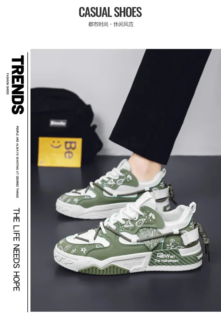 2025 New Summer Men's Shoes Original Casual Flat Shoes Sport Thick Bottom Increased Height Bread Trendy Shoes Skateboard sneaker