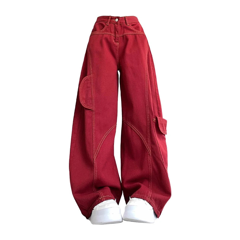 Streetwear Casual Cargo Pants for Women 2025 New Bottoms Straight Trousers Fashion Pockets Korean Pantalon Femme