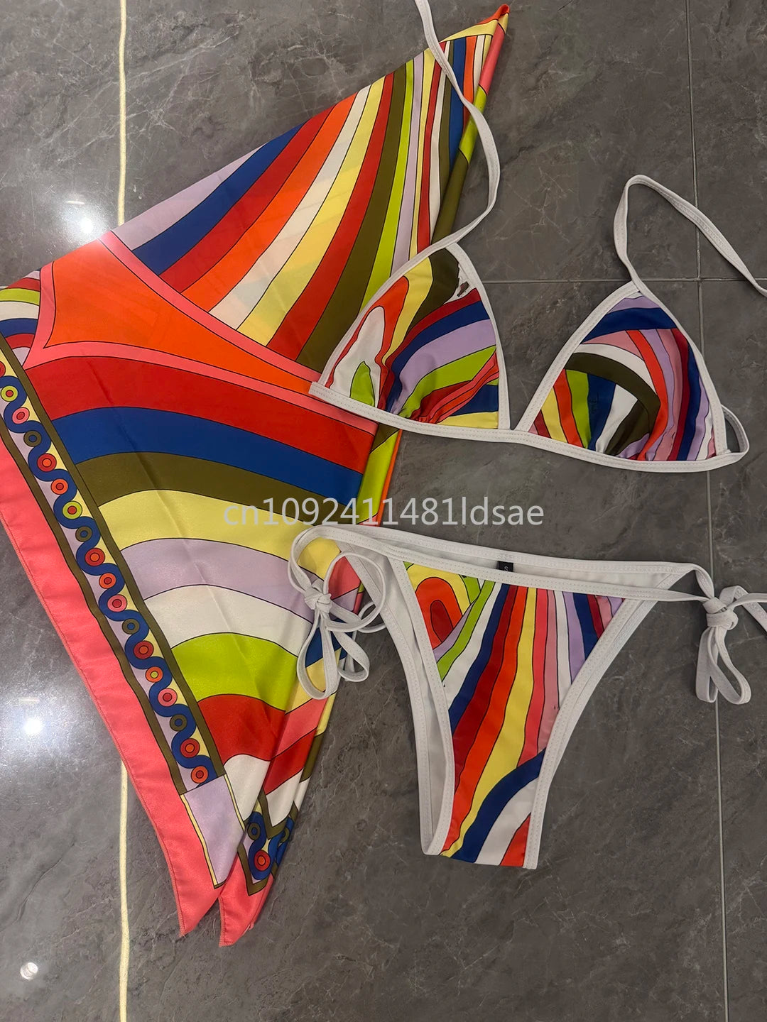 Luxury Design Women's Scarf Bikini Set Italy Designer Brand Scarf Strapless Swimsuit