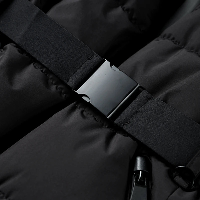 Fashion Hooded Padded Coats With Belt Women Slim Stand Collar Full Sleeve Pocket Coat Winter Lady Thicken Warm Skiing Jacket