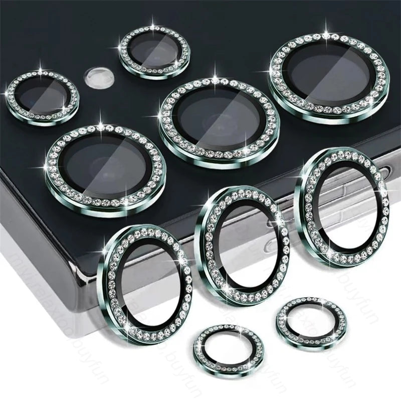Bling 3D Diamond Metal Camera Ring Protector For Samsung S25 S24 Plus S23 S22 Ultra S 23 25 5G HD Tempered Glass Alloy Lens Cap