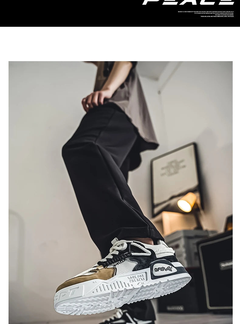 2025 New Summer Men's Shoes Original Casual Flat Shoes Sport Thick Bottom Increased Height Bread Trendy Shoes Skateboard sneaker