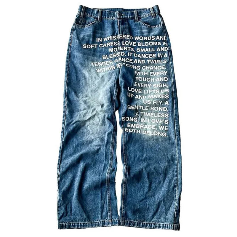 Letter Hot Diamonds High Waited Jeans Woman Street Fashion Baggy Jeans Women Clothing Casual Versatile Pants Women