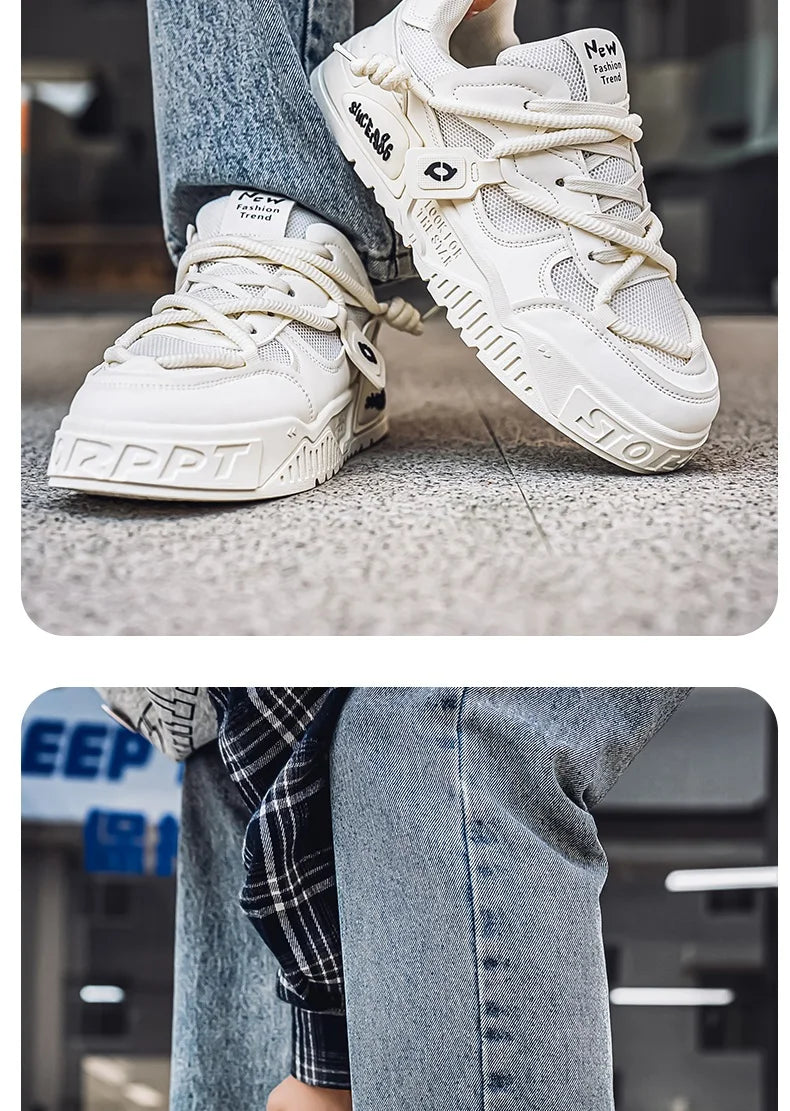 2025 New Summer Men's Shoes Original Casual Flat Shoes Sport Thick Bottom Increased Height Bread Trendy Shoes Skateboard sneaker