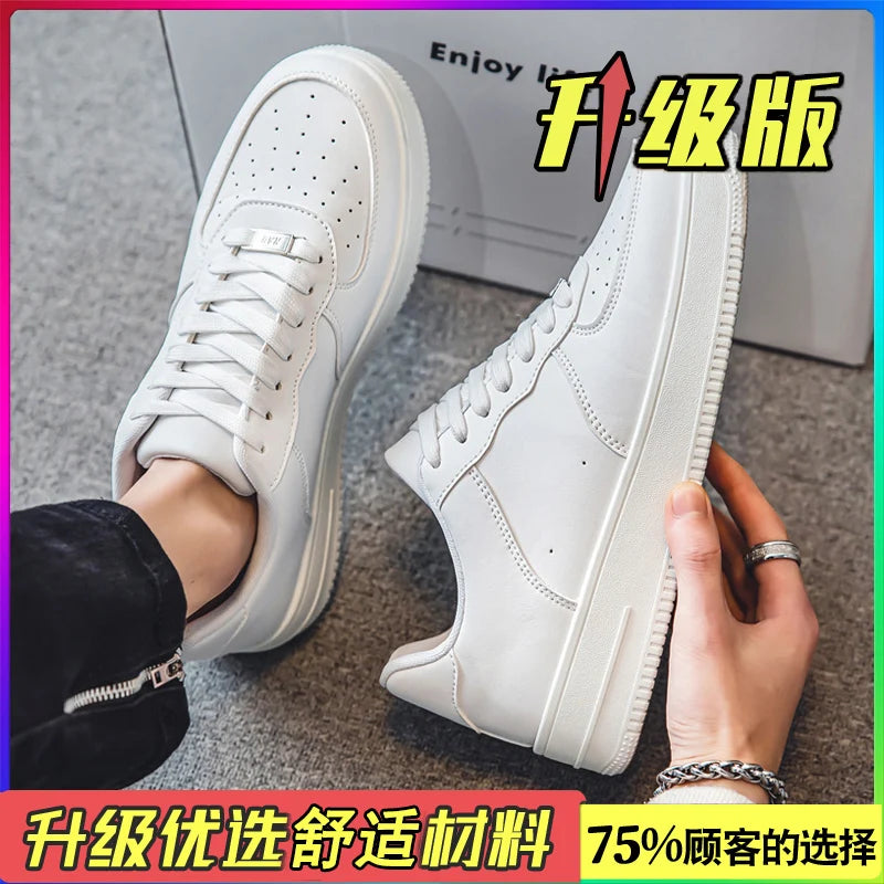 Autumn/Winter Black Casual Men's Shoes Air Force Sports Number 1 Black Kitchen Trendy Shoes Winter Rubber Outsole China Made