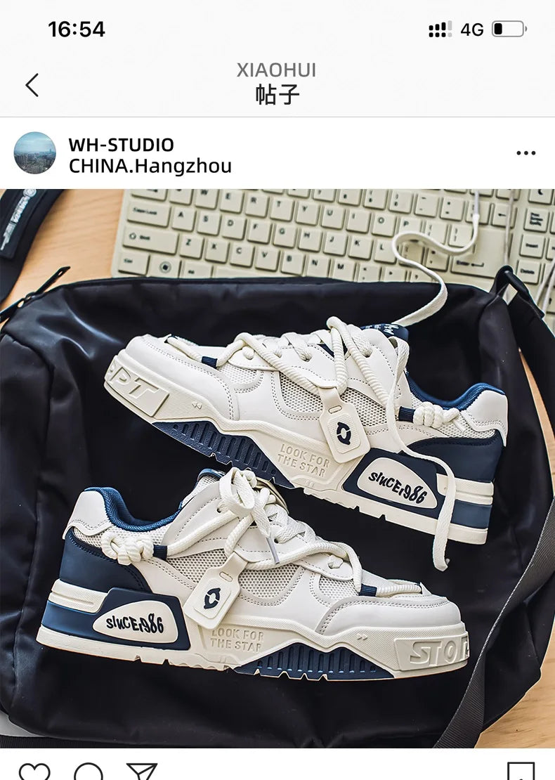 2025 New Summer Men's Shoes Original Casual Flat Shoes Sport Thick Bottom Increased Height Bread Trendy Shoes Skateboard sneaker