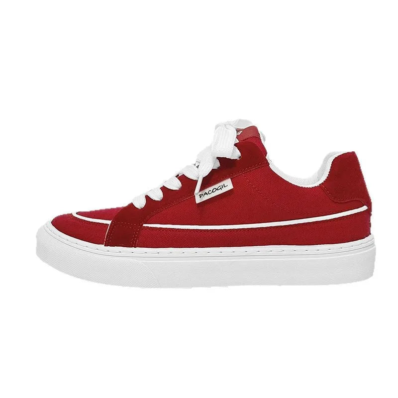 Men's Casual Canvas Shoes Spring Trendy Sports Leisure Skateboarding Shoes Student Low Top Flat Laced Breathable Sneakers