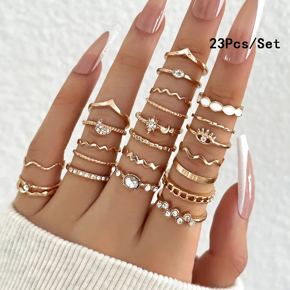 30Pcs Bohemian Geometric Knuckle Rings Set For Women Gold Silver Color Finger Ring Girls Fashion Party Jewelry Accessories