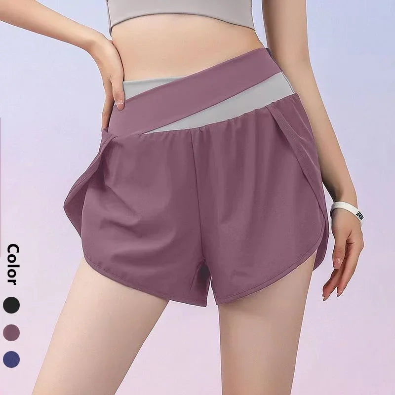 High Waist Workout Skorts for Women - Quick Dry Breathable Yoga Skirt Shorts, Anti-Ride Running Fitness Wear with Inner Liner"