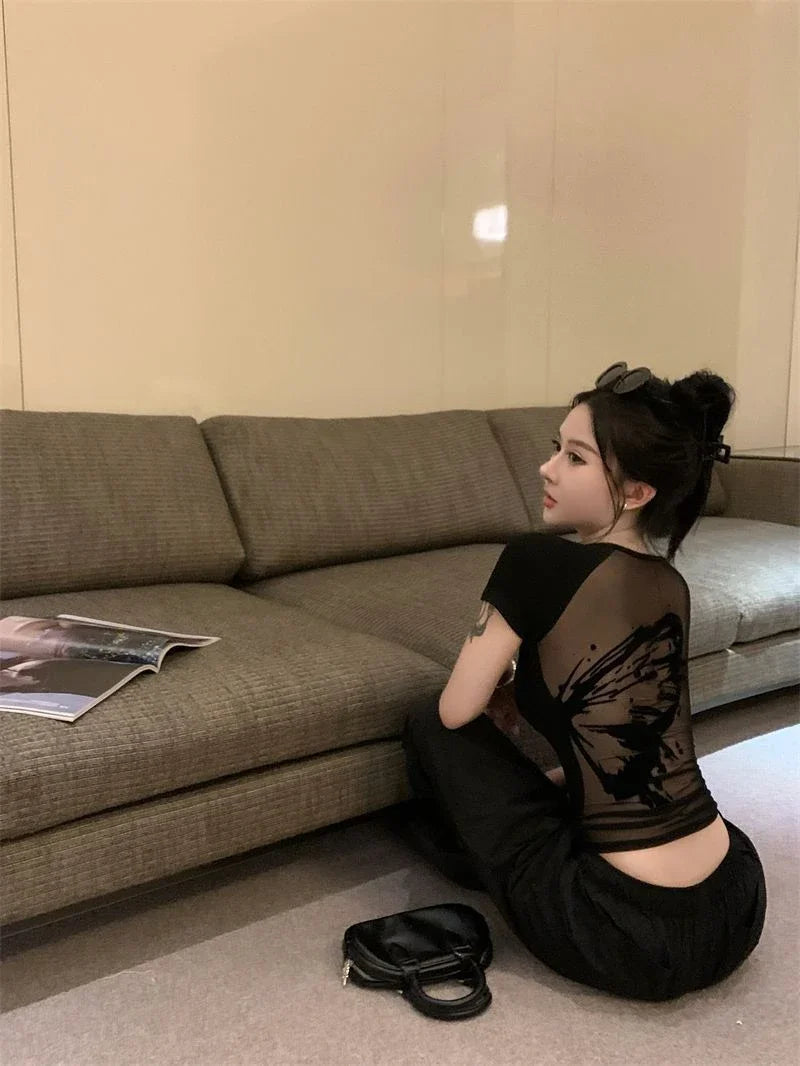 Sexy Women's T-shirt Short Sleeve Female Top Aesthetic Clothing One Pieces Korean Reviews Clothes Clearance Cheap Many Youthful