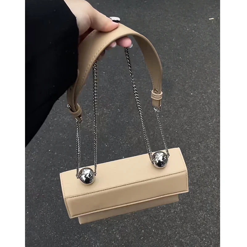 Genuine Leather Burgundy Bridal Wedding Bag 2024 New Popular Chain Crossbody Bags Women Classic Flap Design Small Handbag