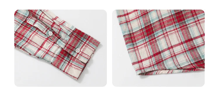 CHIC VEN Women's Cotton Shirt Single Breasted Loose New Retro Color Blocked Grid Female Blouses Autumn Spring 2024