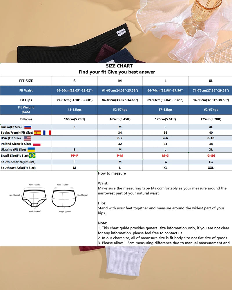 6PCS/SET Women's Waffle Cotton V-Waist Panties Multi-Color High Elasticity Brazilian Bikini Lingerie Set Sexy Female Underwear