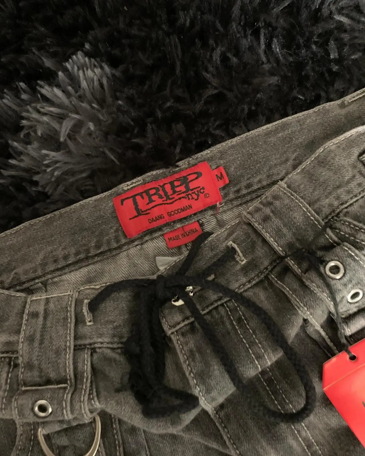 Punk Retro Trendy Strap Jeans Y2k Men Women Hip Hop Multi Pocket Baggy Denim Pants Fashion Patchwork Cargo Trouser Streetwear