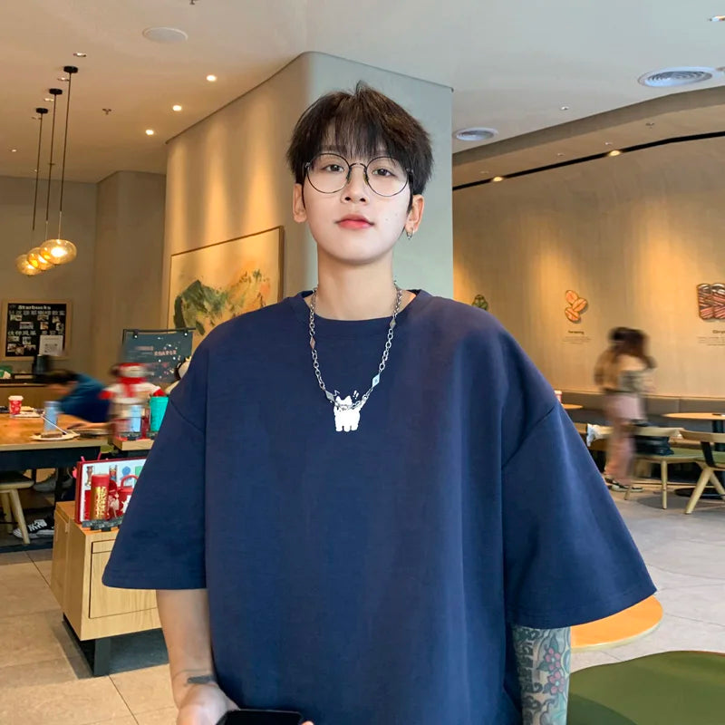 Men's Oversized T-shirts Fashion 5XL White Cotton T Shirt for Men Casual Summer Wear Funny Cat Print Tee Shirts Men Clothing