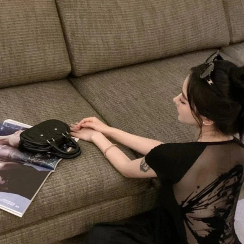 Sexy Women's T-shirt Short Sleeve Female Top Aesthetic Clothing One Pieces Korean Reviews Clothes Clearance Cheap Many Youthful