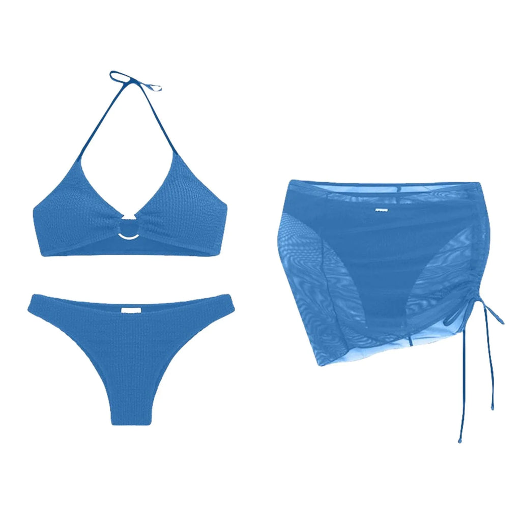 Women'S Summer Beach Swimwear Bikini Cover Up Four Piece Sexy Mesh Cover Up Three Pointed Bikini Swimsuit Fashion Beachwear