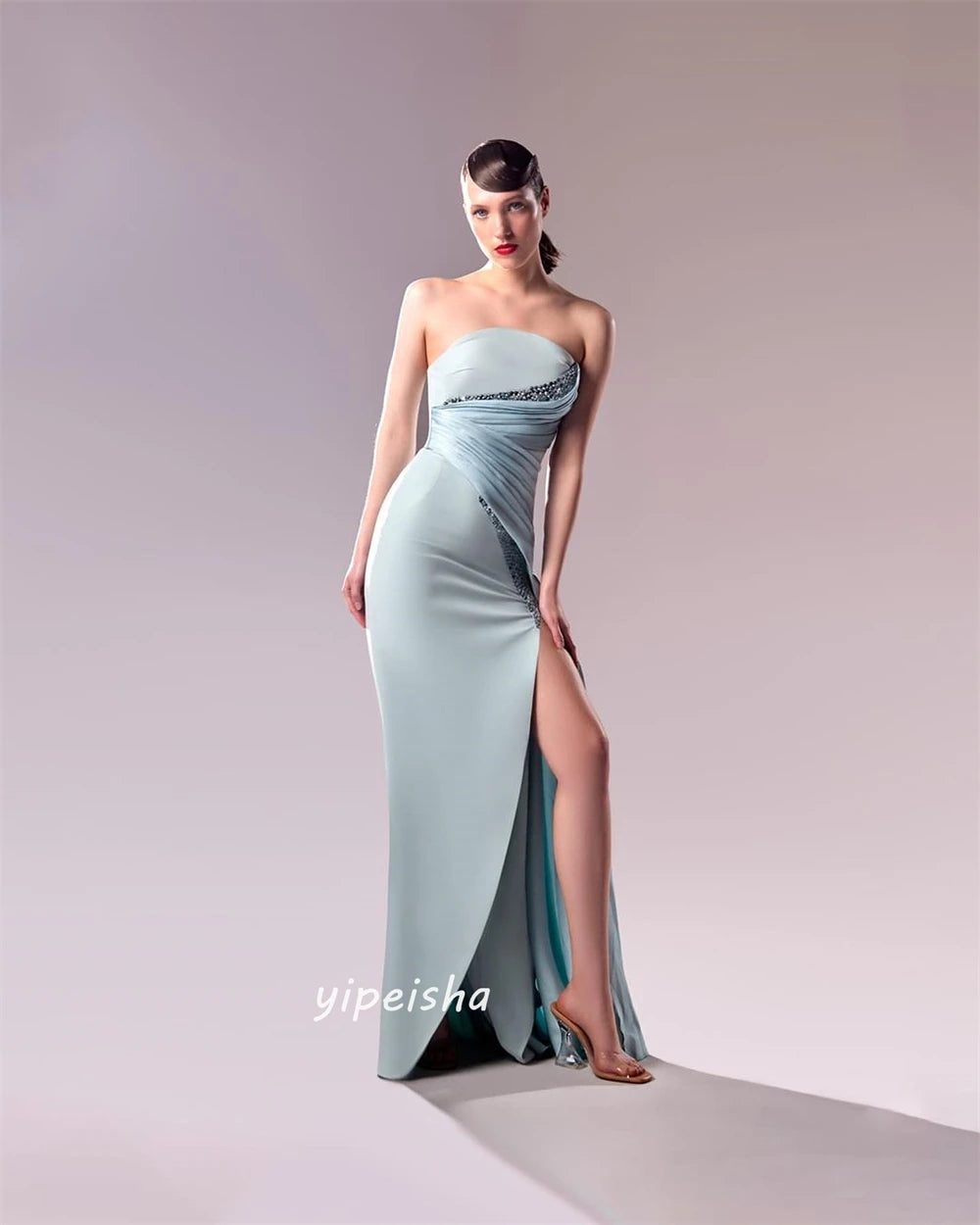 Customized Jiayigong  Classic Modern Style Formal Evening Strapless A-line Beading Pleats Bespoke Occasion Dresses