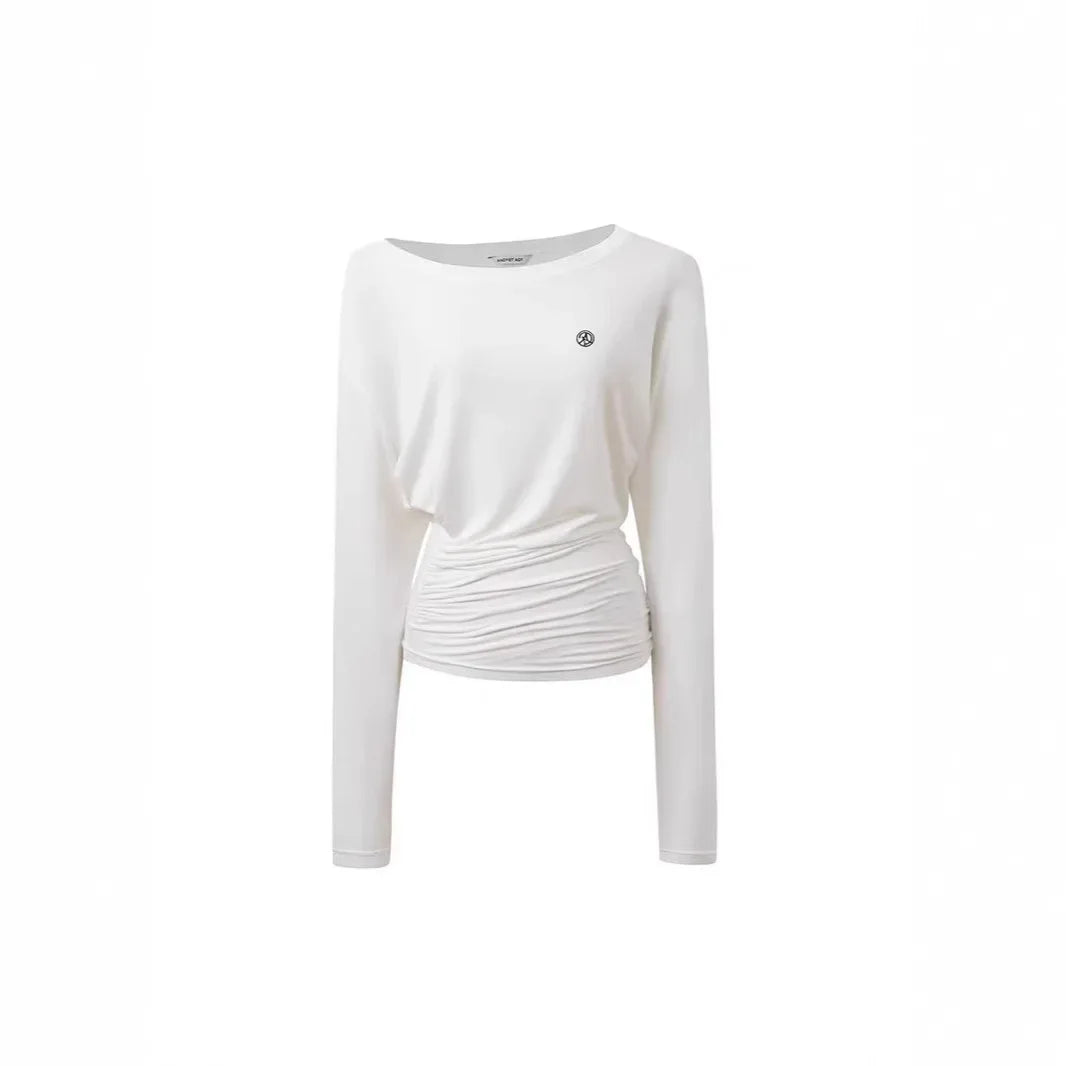 Original Andyet AD1 Long Sleeve T-Shirt One Shoulder Fashion Sunshade Loose Fit Versatile Waist Cinched Casual Polyester Fiber