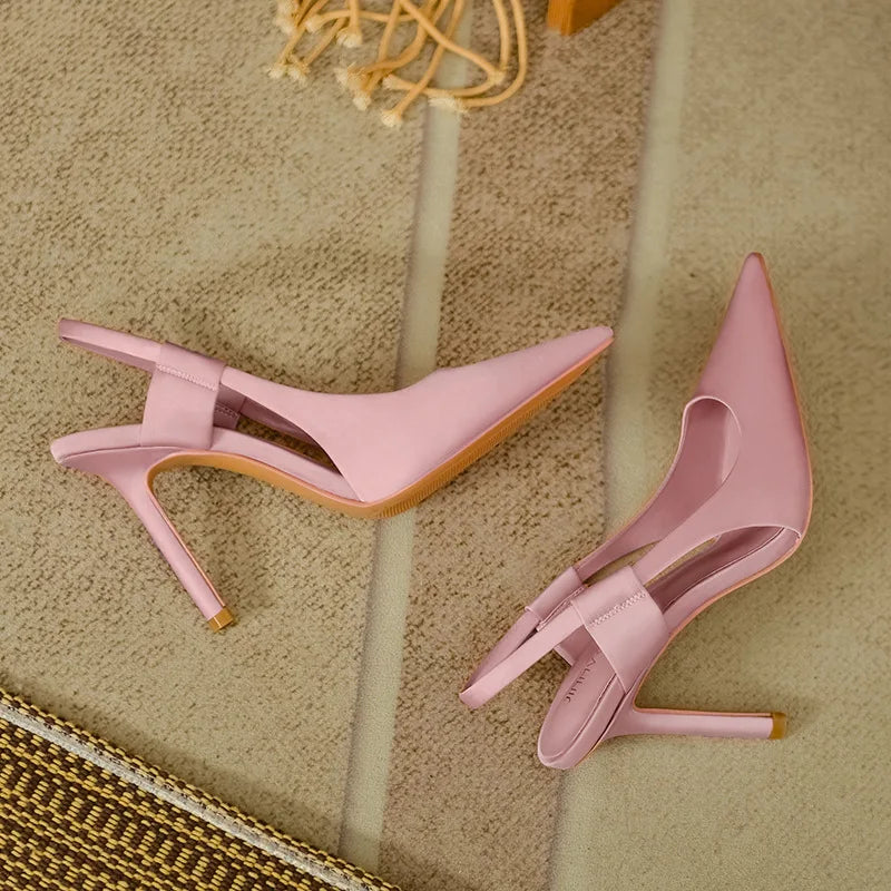 Luxury 2024 Pink Pointed High Heels Women's Slender High Heels Elegant New French Style Headed High Quality Summer Sandals