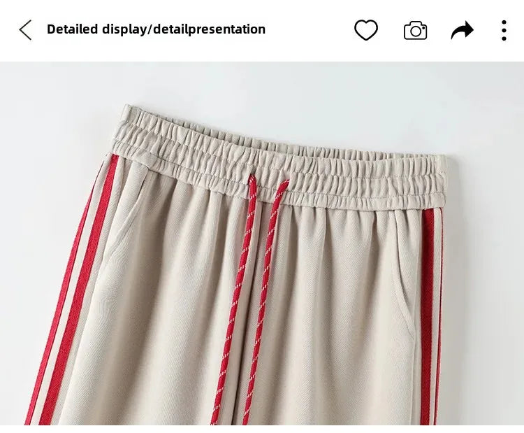 New 2025 American Stripe Sports Pants Women's Spring Autumn Wide Leg Loose Jazz Dance Casual Parachute Long Trousers