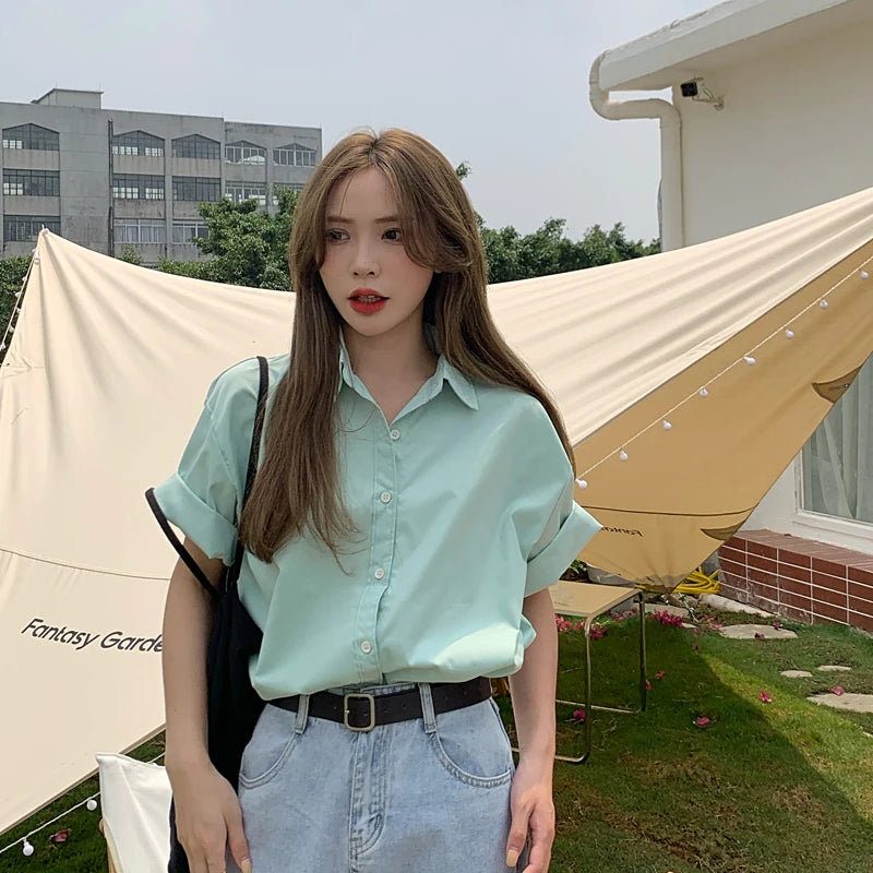 Ele ort Sve irt Vintage Hong Kong Sle Women's Busin Casual Mid-Length Commute irt Other Material 00%