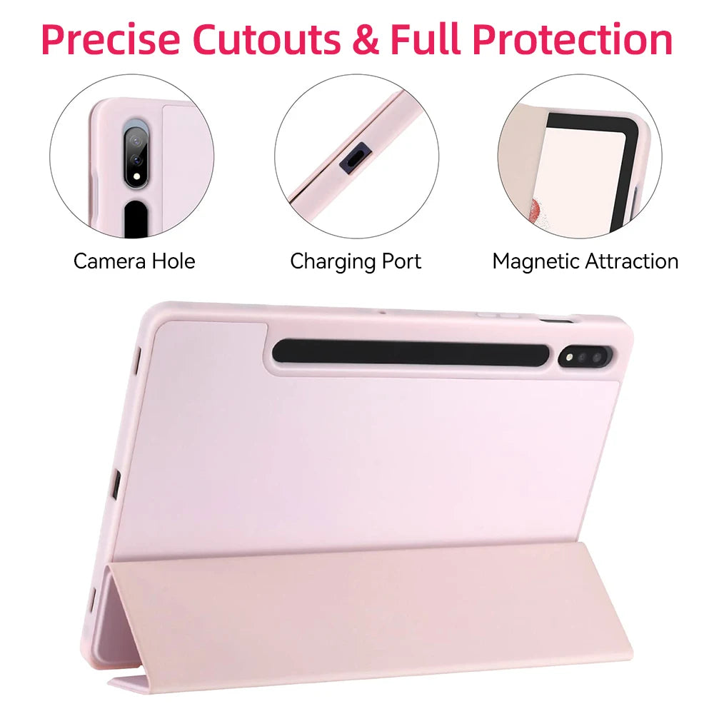 For Samsung Galaxy Tab Case For Tab S8 Ultra 14.6 S8 Plus S7 Plus S7 FE 12.4 S7 S8 11 S6 Lite 10.4 With Pen Slot Tablet Cover