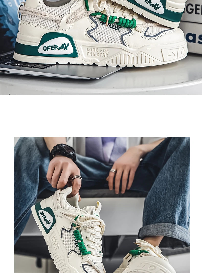 2025 New Summer Men's Shoes Original Casual Flat Shoes Sport Thick Bottom Increased Height Bread Trendy Shoes Skateboard sneaker