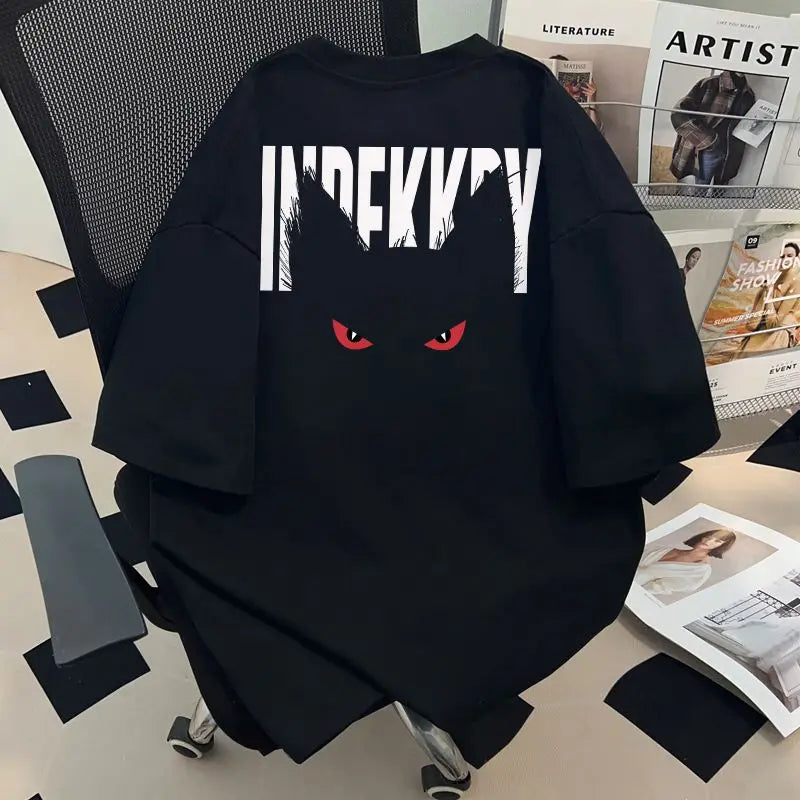 2025 Summer High Street Men and Women Trendy Personalized Letter Printed Round Neck Short Sleeve Couple Loose Casual T-shirt y2k