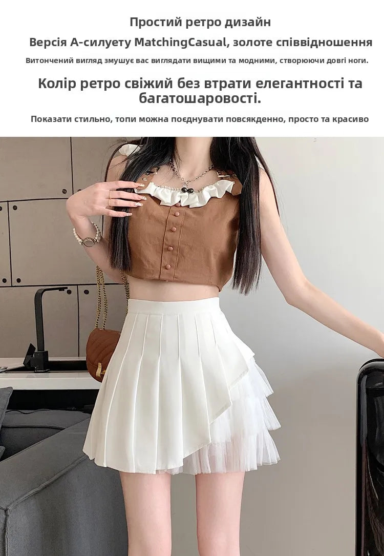 Slimming A-Line  Skirt for ort Women High Waist Pleated Tulle f Body Skirts Commute Sle Summer Collection