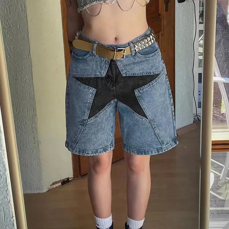 Aelfric Eden Star Patchwork Denim Shorts 2025 Men Summer Hip Hop Streetwear Shorts Y2K Harajuku Casual Track Shorts Sweatpants