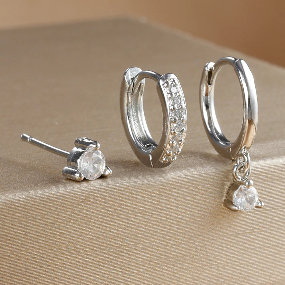 3 Piece Fashion Stainless Steel Round Star Drop Earrings Set for Women 18K Gold Plated Dangle Earring Punk Unisex Rock  Jewelry