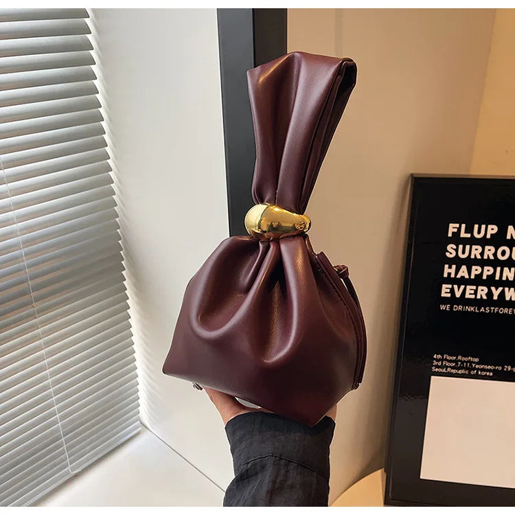 Design Mini PU Leahter Underarm Pleated cloud bag for Women 2024 Fashion Designer Female Retro Shoulder Bag Handbags and Purses