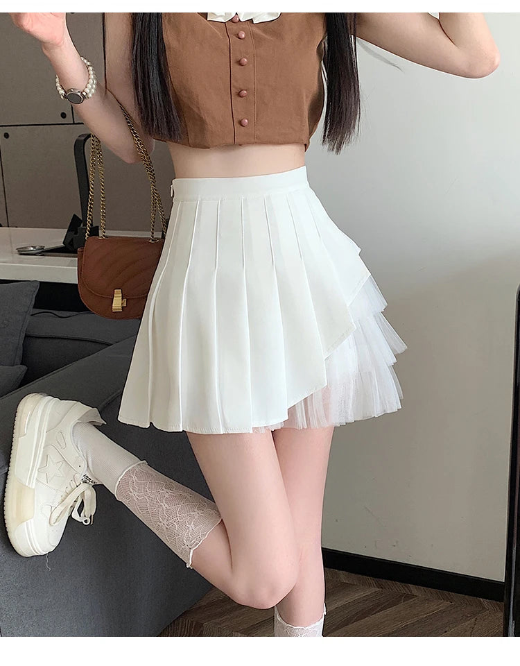 Slimming A-Line  Skirt for ort Women High Waist Pleated Tulle f Body Skirts Commute Sle Summer Collection