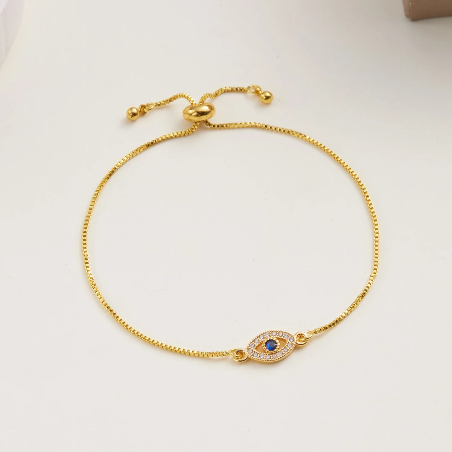 Luxury Gold Color Zircon Evil Blue Eye Bracelet Bangle Fashion Lucky Jewelry Women Gift Adjustable Handmade