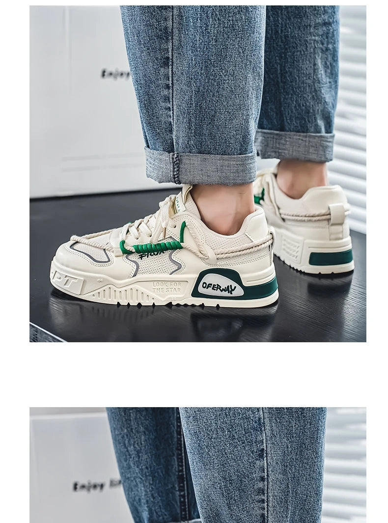 2025 New Summer Men's Shoes Original Casual Flat Shoes Sport Thick Bottom Increased Height Bread Trendy Shoes Skateboard sneaker