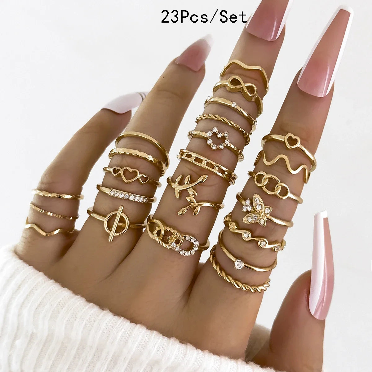 30Pcs Bohemian Geometric Knuckle Rings Set For Women Gold Silver Color Finger Ring Girls Fashion Party Jewelry Accessories