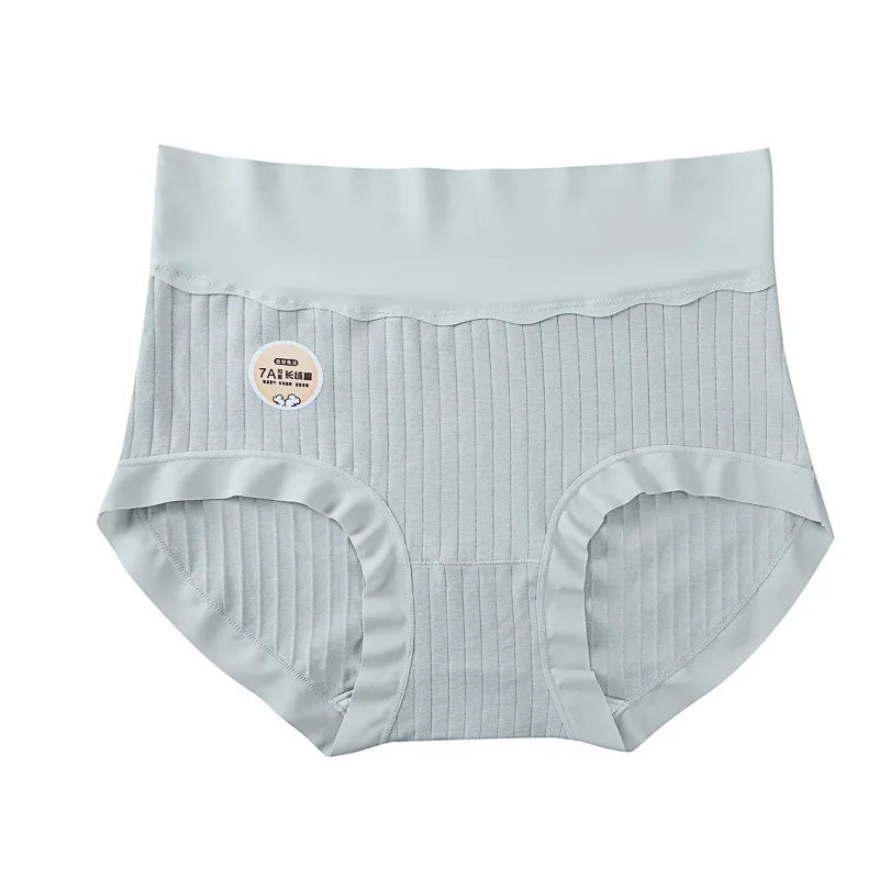 Supima Cotton Women's Underwear 7A Antibacterial Gusset High Waist Tummy Control Plus Size Breathable Infant-Safe Panties