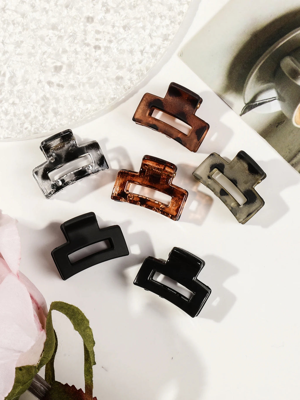 Mini Flower Hair Clips Pack for Women - Creaseless Styling Claw Clips for Bangs and Tiny Hair Styling