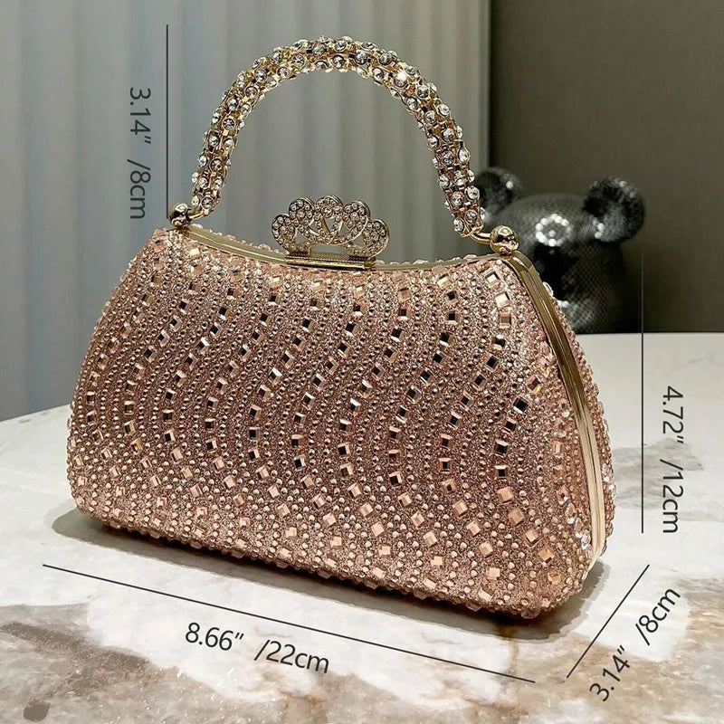 2024 New Luxury Fashion Diamonds Women's Handbags Full Rhinestone Design Party Clutch Bag Portable Tote Shoulder Messenger Bags