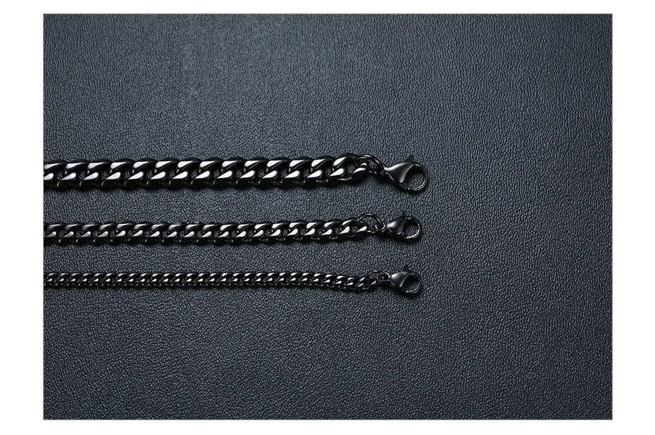 3/5/7/9/11MM Cuban Chain Necklaces for Men Women,Stainless Steel Curb Link Chain Collar,Jewelry Gift for Dad Husband BFF
