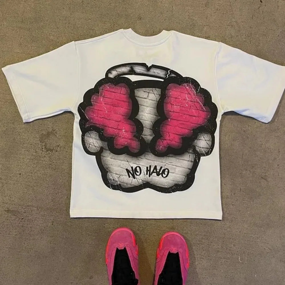 Y2K Trendy Fashion T Shirt Tops Harajuku Goth Character Graphic Print Oversized T Shirt Cotton Short Sleeves Streetwear Clothing