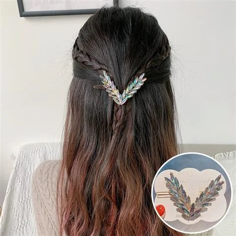 Luxury Shining Crystal Hair Clip For Women Korean V Shape Buckle Hairpins Girls Hair Accessories Headwear Fashion Ornaments Gift