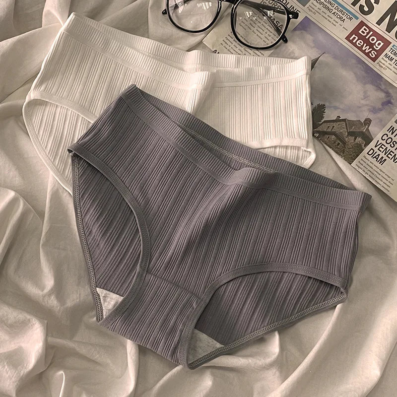 3PCS/Set Sports Style Cotton Women's Panties Girls' Underwear Breathable Mid Waist Shorts Sexy Lingerie Plus Size Solid Briefs