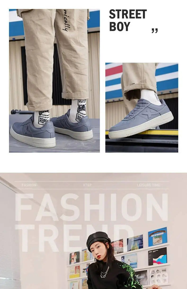 Xtep Men Skateboarding Shoes Non-Slip Casual White Couple Skate Sneakers Male Female Luxury Brand Shoes 881219319851