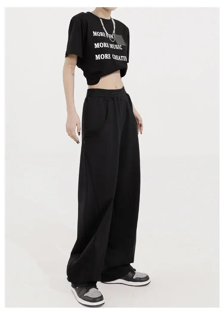 Autumn New Style Light Tawny Women's Sports Pants Loose Sweatpants Banana Shape Hiphop Elastic Waist Wide Leg Trousers